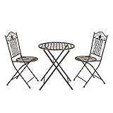 [en.casa] Bistro Set Biella Balkonset 3-TLG. Tisch 2 Stühle Essgruppe Sitzgruppe Gartenmöbel Stahl Edelrost-Braun