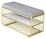MEFFEE Schuhschrank-Aufbewahrungsbank,Bankgestell am Ende des Bettes,einfacher Rahmen,Schuhwechselhocker mit weichem Kissen an der Tür,Garderobenbänke(Farbe:Gold,Größe:100 x 40 x 47cm)
