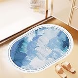 Badezimmerteppich Super Absorbierende Rutschfester Badematte, Badematten Badteppich 60x90cm Badvorleger Extra DüNn Schnelltrocknende Waschbare Badematte Home Rug, Badmatte Bodenmatte Floor Mat Oval