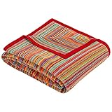 Ibena Malang Kuscheldecke 150x200 cm – Wohndecke bunt, fröhliche Streifendecke aus hochwertiger Baumwollmischung, kuschelweich und angenehm warm