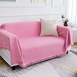 Homxi Sofahusse 1 Sitzer,Sofahusse Universal Einfarbig mit T Überwürfe für Sofa Baumwolle Sofa Handtuch Rosa Couchbezug Universal 90x150CM