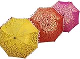 HULEX Yellow Line 10 Stück Mix Lot Indische Hochzeits-Regenschirme, handgefertigt, Vintage-Sonnenschirme, Baumwollschirme (mehrfarbig)