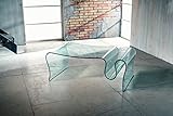 IMAGO FACTORY Sauvage Couchtisch – Brücke aus gebogenem Glas mit Zeitungsständer, großer Couchtisch, eleganter Couchtisch, Möbel aus Glas, modernes Design