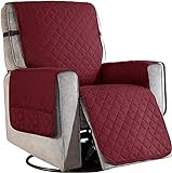 ELSHY Sesselschoner für Fernsehsessel Relaxsessel 1 Sitzer Sesselschutz Sesselauflage Sofaüberwurf mit Armlehnen und Taschen Universal Wasserdicht Sesselüberwürfe Sesselbezug Bequem-Rot||Small