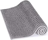 Lifewit rutschfeste Badematte 50x80cm Badteppich aus Mikrofaser Chenille Teppich für Badezimmer Grau