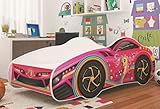 Froschkönig24 Autobett CAR Kids Rennfahrerbett Kinderbett Spielbett Bett Rosa/Pink/Weiß