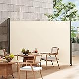 sogesfurniture Seitenmarkise, Seitenwandmarkise ausziehbar, Sichtschutz, Sonnenschutz, Windschutz, Seitenrollo Balkon, Garten und Terrasse, Wasserdicht, 300 x 160 cm, Beige