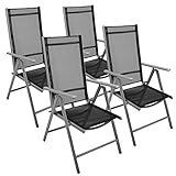 Nexos 4-er Set Stuhl, Klappstuhl, Gartenstuhl, Hochlehner für Terrasse, Balkon, Camping Festival, aus Aluminium verstellbar leicht, stabil, schwarz