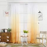 RIJPEX Mode Schatten Gelb Transparent Vorhang, Halb-Transparent Vorhänge, Gradient Fenster Behandlung Rod Pocket Vorhänge Dekorative Vorhänge Für Mädchen Kinder Schlafzimmer 100X270Cm (39X106Inch)