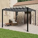 Pavillon mit Lamellendach, ZEYUAN Faltpavillon, Pergola, Partyzelt, Standmarkise, Sonnenzelt, Garten Pavillion, Grillpavillon,3x3 m Anthrazit Stoff und Aluminium