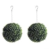 HpLive 2Stück Künstliche Buchsbaumkugel Künstliche grüne Buchsbaum Buxus Topiary Ball Gras hängenden Garten Runde Dekopflanze für Home Outdoor Dekoration