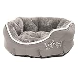 Dehner Hundebett und Katzenbett Sammy, oval, ca. 45 x 40 x 14 cm, Polyester, grau