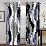 KDGGLUCK Schwarz-weiße Streifen, einfache Schattierungsvorhänge für Wohnzimmer, Schlafzimmer, Fensterbehandlung, Jalousien, Vorhänge, Küchenvorhänge – 140 x 175 cm (B x H), 55 x 69 Zoll x 2