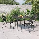 Festnight Gartentisch und Stühle 4er Set gartentisch Metall Bistro Set gartenstuhl Metall stapelbar balkonset 4 stühle 1 Tisch -5-TLG-3