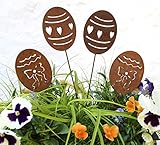 4er Set Osterdeko Ostereier Rost Deko Ostern Osterhase Garten Oster Eier Gartenstecker Edelrost 30 x 6 cm