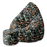 DreamRoots Bean Bag 80x80x120cm - Sitzsack mit Lehne und Hocker und Bezug - Sitzkissen Boden - Chill Sack - Bubibag Sitzsack - Sitzsack mit Füllung - Sitzsack Erwachsene mit Füllung M-Dunkle Blum1