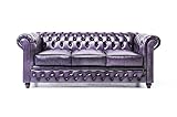 The Chesterfield Brand Chesterfield Sofa Brighton 3 Sitzer | 100% Leder, handgefertigt, Original Chesterfield | Breite 200 cm (Antik Violett)