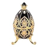 Vintage Faberge Stil Ei Trinket Box - einzigartige handgemalte emaillierte Schmuckschatulle, Limited Edition Sammlerstück, einzigartiges Geschenk für Inneneinrichtungen (Vintage Schwarz)