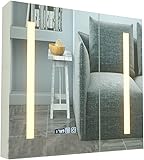 TEmkin Spiegelschränke Weißer, an der Wand montierter, beschlagfreier Badezimmerspiegel mit Aufbewahrungsschrank, Badezimmerschrank, Badezimmerspiegel mit Licht