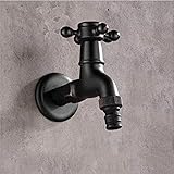 Schwarzer Messing-Waschmaschinen-Wasserhahn, Badezimmer-Eck-Wasserhahn, Outdoor-Gartenmischer