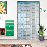 Vagasi 2 Stücke Türvorhang Hochzeit Fadengardine Fadenvorhang 100 x 200 cm Bead Fadenvorhang einfarbig Perle Glitzer schön für Schlafzimmer Restaurant Fotografie Hintergrund, Liebe Herz Türkis