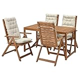 IKEA NÄMMARÖ Tisch + 4 Liegestühle Outdoor hellbraun gebeizt / Kuddarna beige