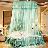 SORVA Bettvorhänge Baldachin, Stickerei-Rüschen-Moskitonetz für Bett, Betthimmel für Mädchen, Frauen, Kinder, Kleinkinder, Kinderbett, Erwachsene, Bettwäsche-Dekor (Weiß) (Color : Pink)