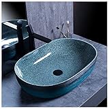 Aufsatzwaschbecken, Oval Hand Waschschale Mit Wasserhahn Set, Bad Küche Gäste Wc(60cm*40cm*15cm), Single Basin