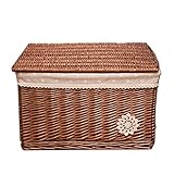 Luxshiny Rattan-Aufbewahrungskörbe Mit Deckel Handgeflochten Großes Regal Aufbewahrungskoffer Mit Baumwollfutter Korbdecke Müllbox Für Schlafzimmer Schrank Waschküche Kaffeestube