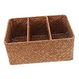 WOONEKY Stroh-Desktop-Aufbewahrungsbox Fach-Organizer-Box Schubladenkörbe Schlüssel-Organizer-Box Schokolade Wc-Tankkorb Theken-Organizer Toilettenkorb Gitter-Organizer