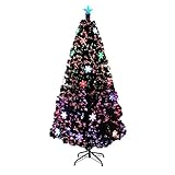 UISEBRT Künstlicher Weihnachtsbaum mit Beleuchtung 210cm - LED Tannenbaum Christbaum Dekobaum mit Schneeflocken Glasfaser-Farbwechsel (210cm, Bunte Glasfaser mit Schneeflocken)