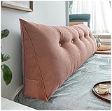 EORNOW Kopfteil-Kissen, Bett/Sofa Große Bettruhe Lesekissen, Dreieckige Nachttischkissen, Große Kissen Mit Abnehmbarem Reißverschluss Abdeckung (Color : Pink, Size : 120 * 20 * 50cm)
