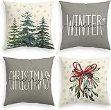 Marrakesch Orient & Mediterran Interior MAADES 4er Set Weihnachtskissen Kissenbezug 45 x 45 cm Weihnachtskissenbezug aus Baumwolle als Weihnachtsdeko -4-