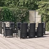 Yolola Sitzgruppe Garten Essgruppe 8 Personen Rattan Gartenmöbel Set mit 8 Gartenstuhl Verstellbar Gartenmöbel Essgruppe Gartengarnitur Rattanmöbel Esstisch Sitzgarnitur Gartentisch Grau