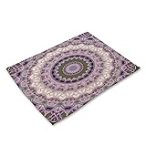 Platzsets Abwaschbar Grün Lila Pink Tischsets Abwaschbar Baumwolle Leinen Platzdeckchen Abwaschbar Tischset Filz Hitzebeständig Platzset Filz Antifouling Tischset Kinder 30x45 6 Pcs