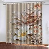 Vorhänge Kinderzimmer - Ösenvorhang 2Er Set 280 X 180 cm (B X H) - Schlafzimmer Gardinen Blickdicht, Wohnzimmer Thermo Fensterdekoration 3D Pinke Blume Druck Verdunklungsvorh