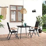 BULANED 3-TLG. Garten-Essgruppe, Gartentisch Mit Stühlen Set, Gartenmöbel Set, Sitzgarnitur Garten, Esstisch Stühle Set, Gartensitzgruppe, Garten Möbelsets, Schwarz und Braun