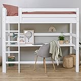 Hoppekids ECO Luxury Hochbett mit Schreibtisch | Kinderbett/Jugendbett 90x200 | Zum Einzelbett umbaubar | Weiß mit Leiter | Inklusive Lattenrost