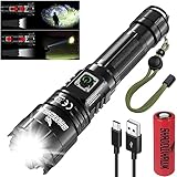 Shadowhawk LED Taschenlampe, Extrem Hell 12000 Lumen USB Aufladbar Taschenlampen, XHP70.2 LED Taktische Taschenlampe, IP67 Wasserdicht 5 Lichtmodi Zoombar für Camping Wandern Notfälle