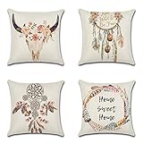 JOTOM Dekorative Kissenbezug Atmungsaktiv Kissenhülle Bunte Dekokissen Sofakissen Bezug Auto Home Bed Büro Cafe Garten Outdoor 45 x 45 cm 4er Set (Traumfänger, 45 x 45 cm)