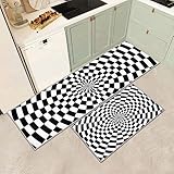 Küchenteppiche 2 Stück,Vintage rutschfest Waschbar Dauerhaft Küchenläufer Flurläufer, Anti-Müdigkeit Küchenteppich Teppich Läufer für Küche,Carpet für Badezimmer/Wohnzimmer Flur (G, 40x60+40x120cm)