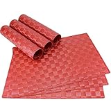 matches21 Tischset Platzset MODERN Platzmatten 6er Set rot geflochten Kunststoff 45x30 cm Platzdecken Tischunterlagen Esstischunterlagen