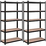 SONGMICS Schwerlastregal, 2er Set, Kellerregal, Lagerregal, 40 x 90 x 180 cm, Regal mit Stahlgestell, jeweils bis 875 kg belastbar, 5 verstellbare Ablagen, schwarz GLR040B02