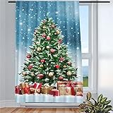 Violetpos Vorhänge Gardinen für Wohnzimmer Schlafzimmer 1 Stück Weihnachtsbaum Geschenkbox 135x225cm W/H