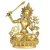 Cutfouwe Manjushri Buddha Statue Figur Messing Ornamente Gott Der Weisheit Skulptur Zuhause Büro Geschenk Der Religiösen Dekoration,Gold