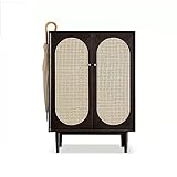 MACIUM Eingang Schuhschrank Massivholz-Schuhschrank for Zuhause, Flur, Aufbewahrung, Schuhregal, Hochfuß-Spind, schwarzer Retro-Rattan-Veranda-Schrank Freistehendes Schuhregal (Size : 80cm)