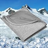 HOMFINE Kühldecken für heiße Schläfer - leichte Sommerdecke mit Japanische Arc-Chill Q-Max0.45 Kühlfasern, 2 in 1 doppelseitig Kinderdecke Wohndecke Sofadecke Reisedecke - Grau 130 * 170cm