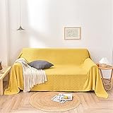 Sofa-Überwurf, 100 % Baumwolle, nordisch, einfarbig, für Sofa, Stuhlbezug, Bettüberwurf, Decke für Wohnzimmer, Blau 180 x 180 cm