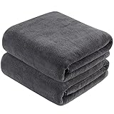 KinHwa Mikrofaser Badetuch groß XXL 76cmx152cm 2 Pack Badehandtuch schnelltrocknend & fusselfrei Duschtuch Saunatücher Weich und saugstark Handtücher Dunkelgrau