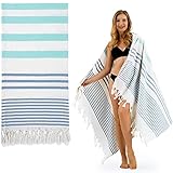 Winthome Hamamtuch Weich - Strandtuch Leicht Platzsparend, Handtuch Saugstark, Schnelltrocknend, Badetuch Baumwolle Sandfrei Vielseitiges für Damen Herren Saunahandtuch Pareos Strandkleider 100x180cm